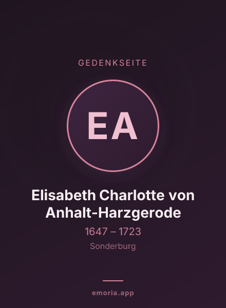 Gedenkportrait von Elisabeth Charlotte von Anhalt-Harzgerode