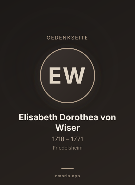Gedenkportrait von Elisabeth Dorothea von Wiser