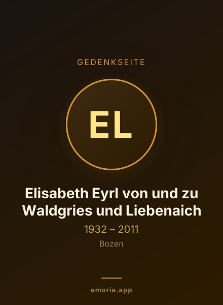 Gedenkportrait von Elisabeth Eyrl von und zu Waldgries und Liebenaich