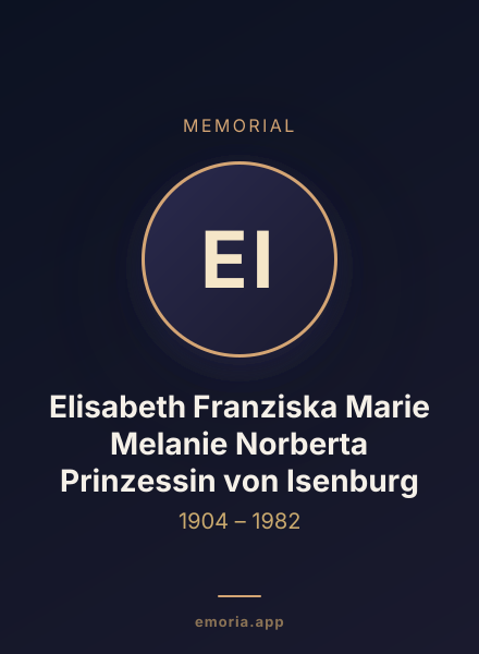 Memorial portrait of Elisabeth Franziska Marie Melanie Norberta Prinzessin von Isenburg