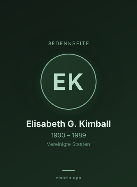 Gedenkportrait von Elisabeth G. Kimball