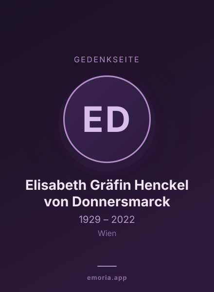 Gedenkportrait von Elisabeth Gräfin Henckel von Donnersmarck