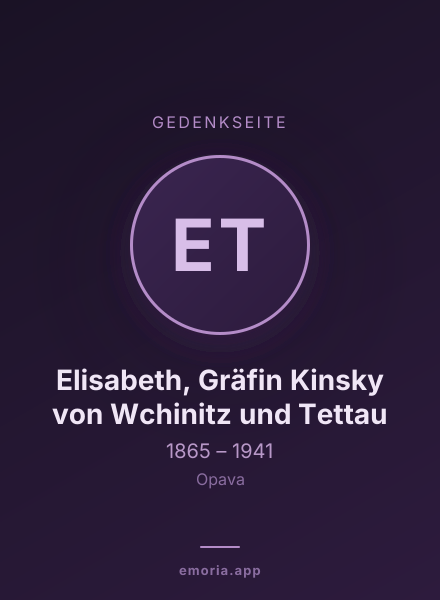 Gedenkportrait von Elisabeth, Gräfin Kinsky von Wchinitz und Tettau