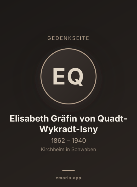 Gedenkportrait von Elisabeth Gräfin von Quadt-Wykradt-Isny
