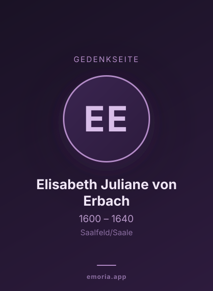 Gedenkportrait von Elisabeth Juliane von Erbach