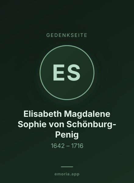 Gedenkportrait von Elisabeth Magdalene Sophie von Schönburg-Penig