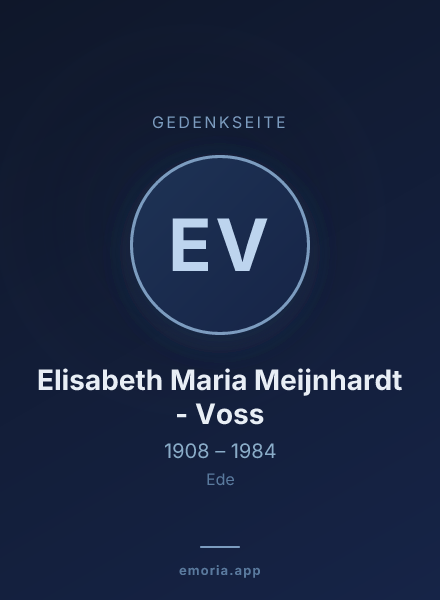 Gedenkportrait von Elisabeth Maria Meijnhardt - Voss