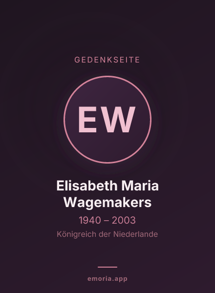 Gedenkportrait von Elisabeth Maria Wagemakers