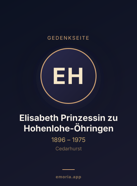 Gedenkportrait von Elisabeth Prinzessin zu Hohenlohe-Öhringen