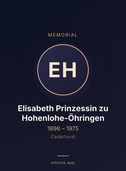 Memorial portrait of Elisabeth Prinzessin zu Hohenlohe-Öhringen