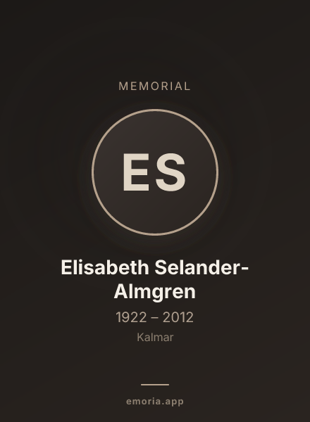 Memorial portrait of Elisabeth Selander-Almgren