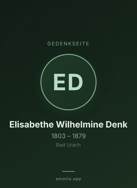Gedenkportrait von Elisabethe Wilhelmine Denk