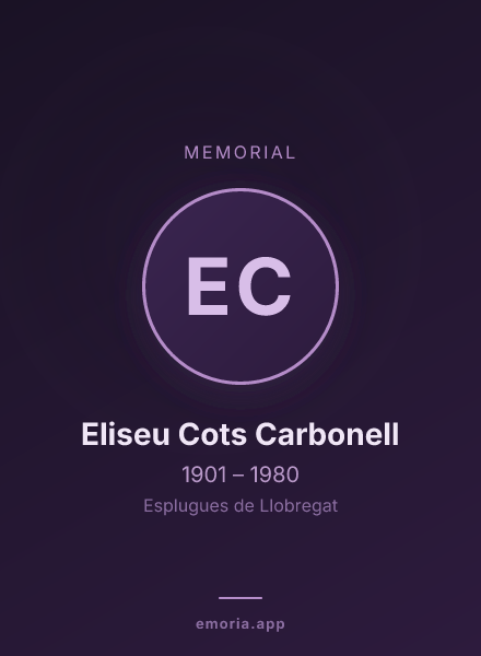 Memorial portrait of Eliseu Cots Carbonell