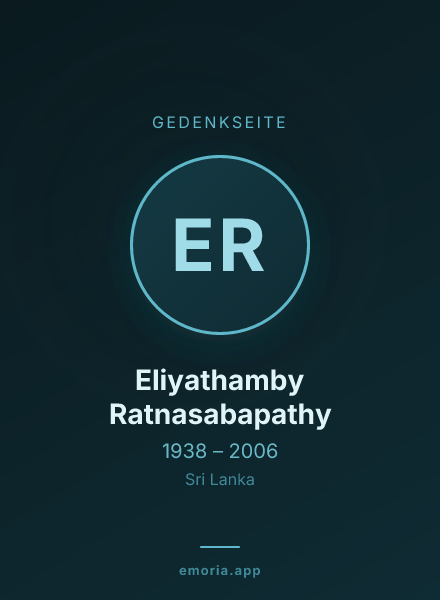 Gedenkportrait von Eliyathamby Ratnasabapathy
