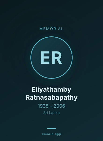 Memorial portrait of Eliyathamby Ratnasabapathy