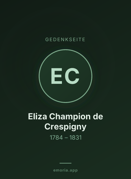 Gedenkportrait von Eliza Champion de Crespigny