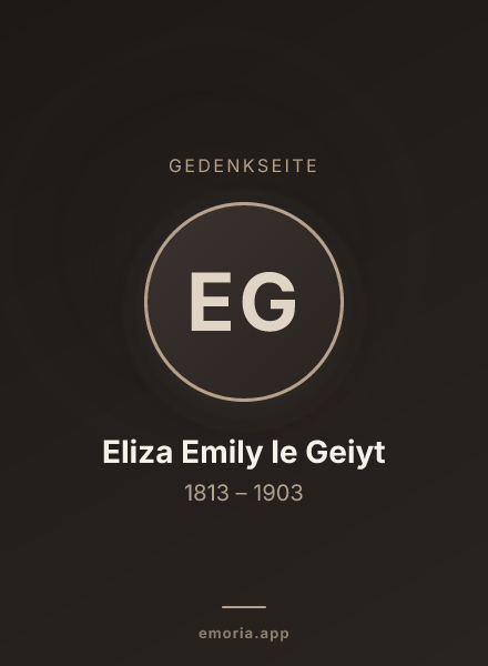 Gedenkportrait von Eliza Emily le Geiyt