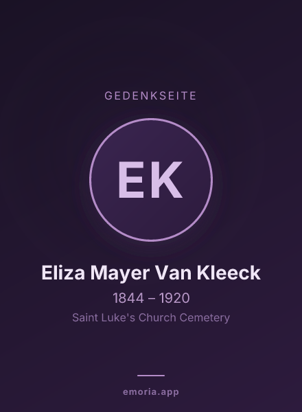 Gedenkportrait von Eliza Mayer Van Kleeck