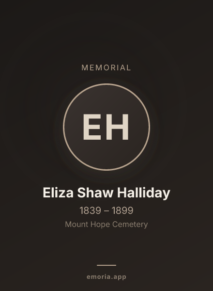 Memorial portrait of Eliza Shaw Halliday