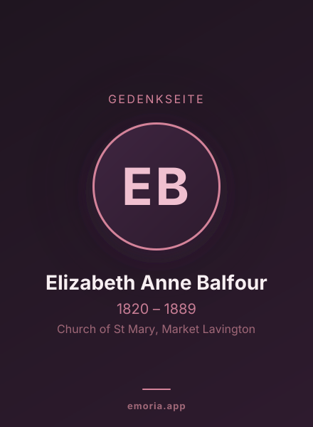 Gedenkportrait von Elizabeth Anne Balfour