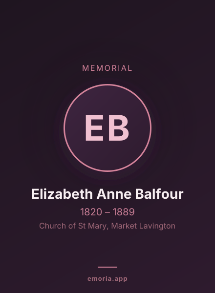 Memorial portrait of Elizabeth Anne Balfour