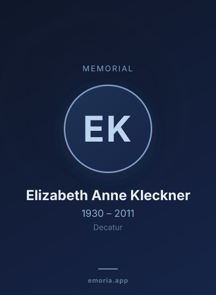 Memorial portrait of Elizabeth Anne Kleckner