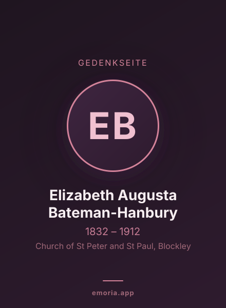 Gedenkportrait von Elizabeth Augusta Bateman-Hanbury