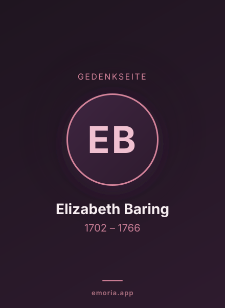 Gedenkportrait von Elizabeth Baring