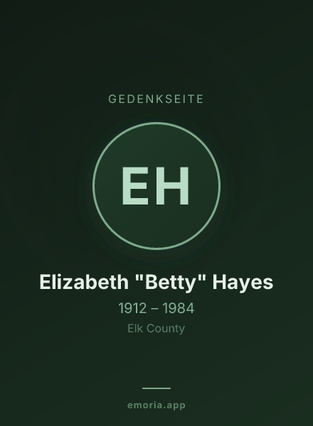 Gedenkportrait von Elizabeth "Betty" Hayes