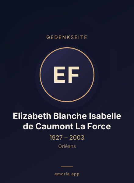 Gedenkportrait von Elizabeth Blanche Isabelle de Caumont La Force