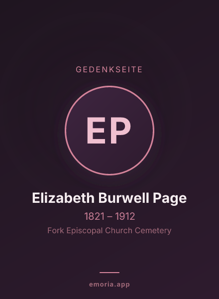 Gedenkportrait von Elizabeth Burwell Page