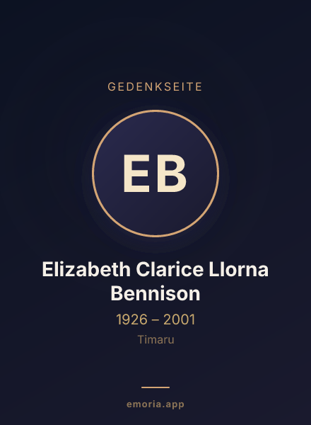 Gedenkportrait von Elizabeth Clarice Llorna Bennison