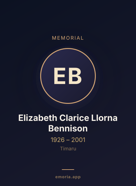 Memorial portrait of Elizabeth Clarice Llorna Bennison