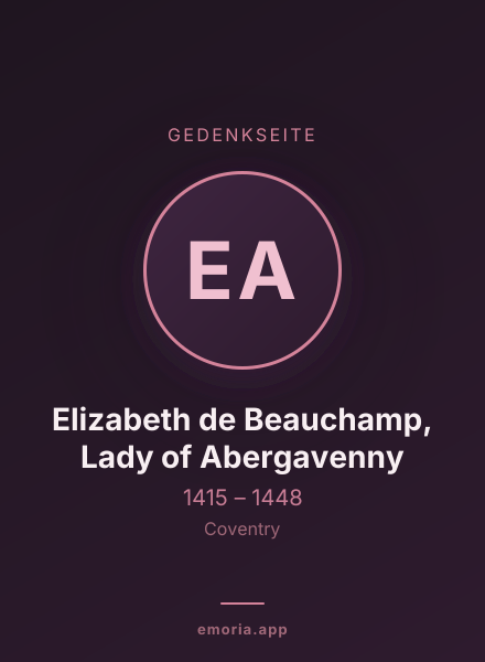 Gedenkportrait von Elizabeth de Beauchamp, Lady of Abergavenny