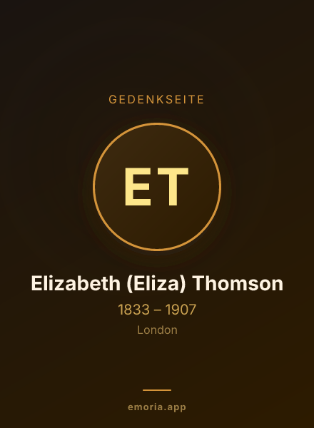 Gedenkportrait von Elizabeth (Eliza) Thomson