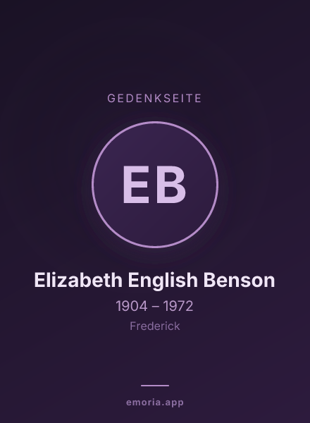 Gedenkportrait von Elizabeth English Benson