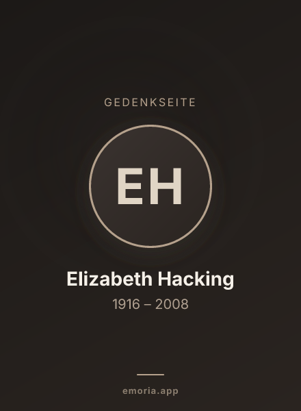 Gedenkportrait von Elizabeth Hacking