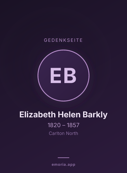 Gedenkportrait von Elizabeth Helen Barkly