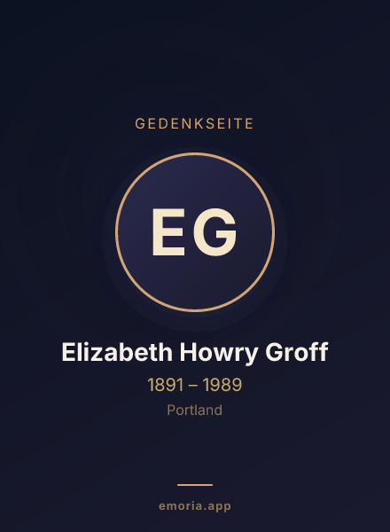 Gedenkportrait von Elizabeth Howry Groff