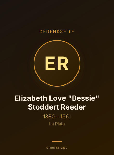 Gedenkportrait von Elizabeth Love "Bessie" Stoddert Reeder