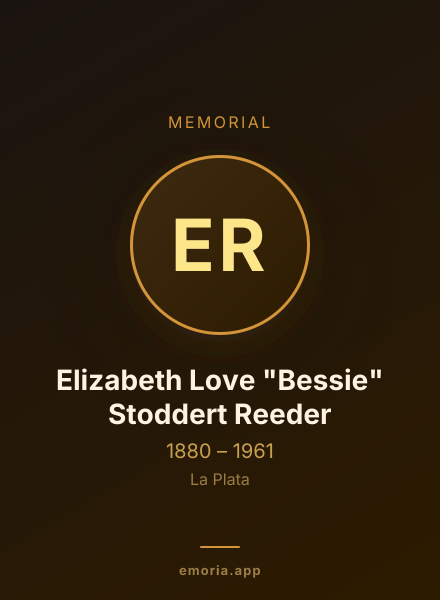 Memorial portrait of Elizabeth Love "Bessie" Stoddert Reeder