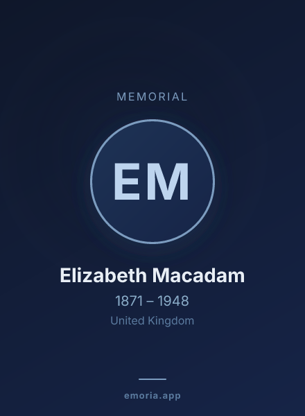 Memorial portrait of Elizabeth Macadam