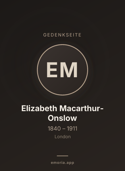 Gedenkportrait von Elizabeth Macarthur-Onslow