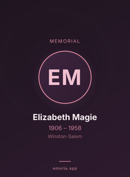 Memorial portrait of Elizabeth Magie