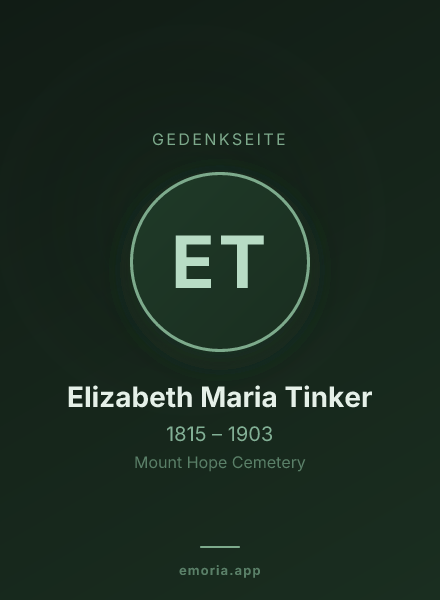 Gedenkportrait von Elizabeth Maria Tinker