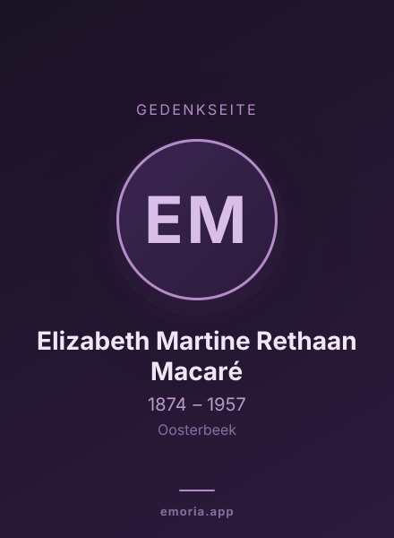 Gedenkportrait von Elizabeth Martine Rethaan Macaré