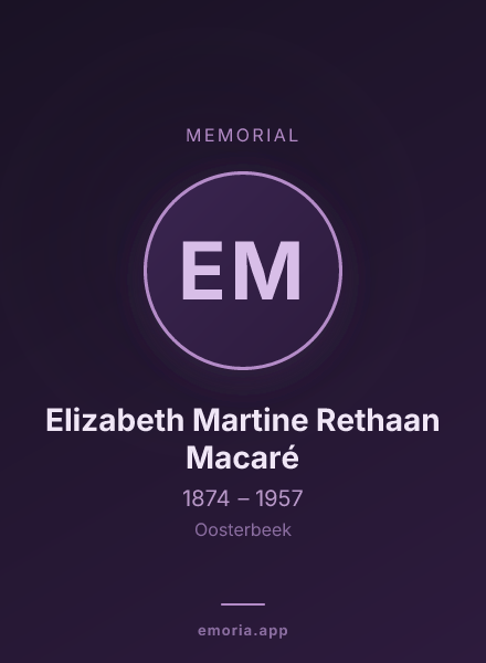 Memorial portrait of Elizabeth Martine Rethaan Macaré