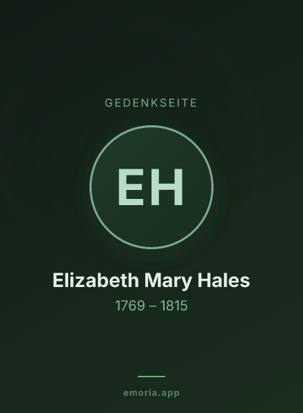 Gedenkportrait von Elizabeth Mary Hales