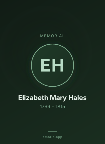 Memorial portrait of Elizabeth Mary Hales