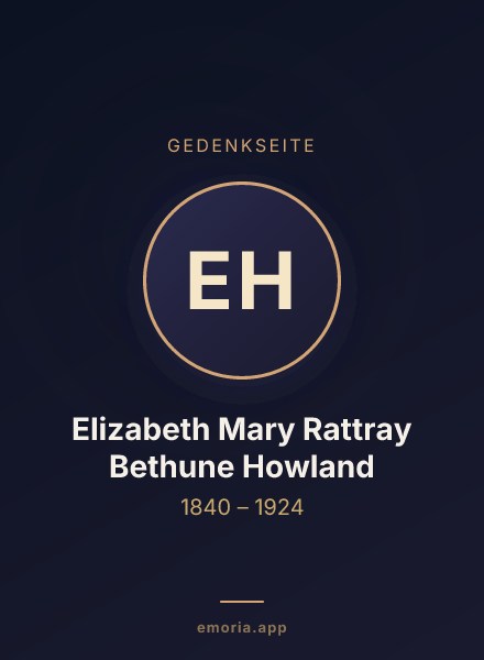Gedenkportrait von Elizabeth Mary Rattray Bethune Howland